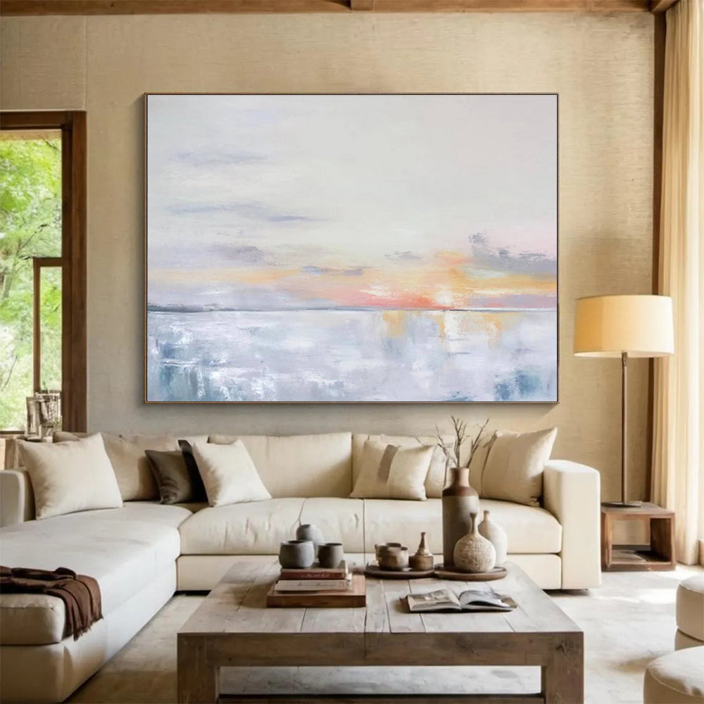 “Subtle Sunset Abstract” Abstract Minimalist Painting On Canvas DKH420
