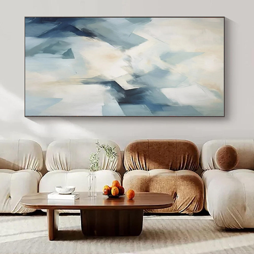 Cool Blue Geometric Shapes - Abstract Geometric Acrylic On Canvas CT1337