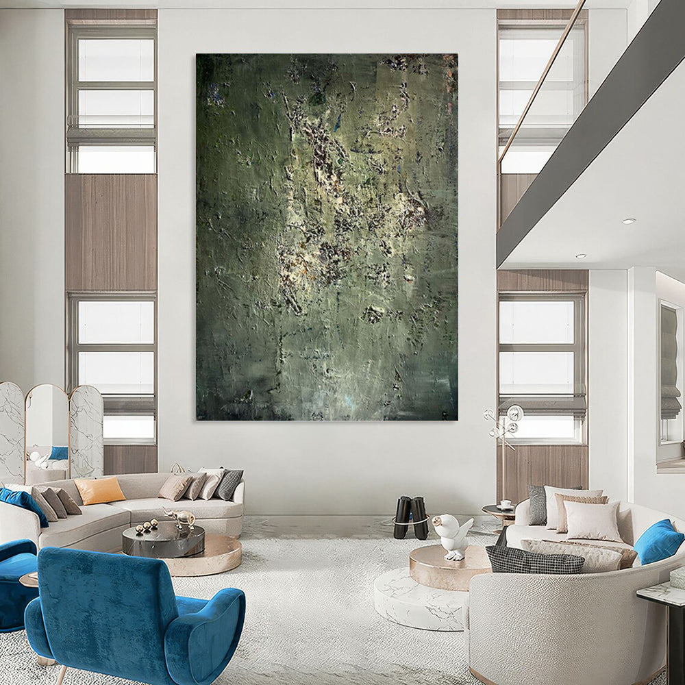 “Mossy Green Textures” - Green & Brown Abstract Textured Painting On Canvas DKH1195