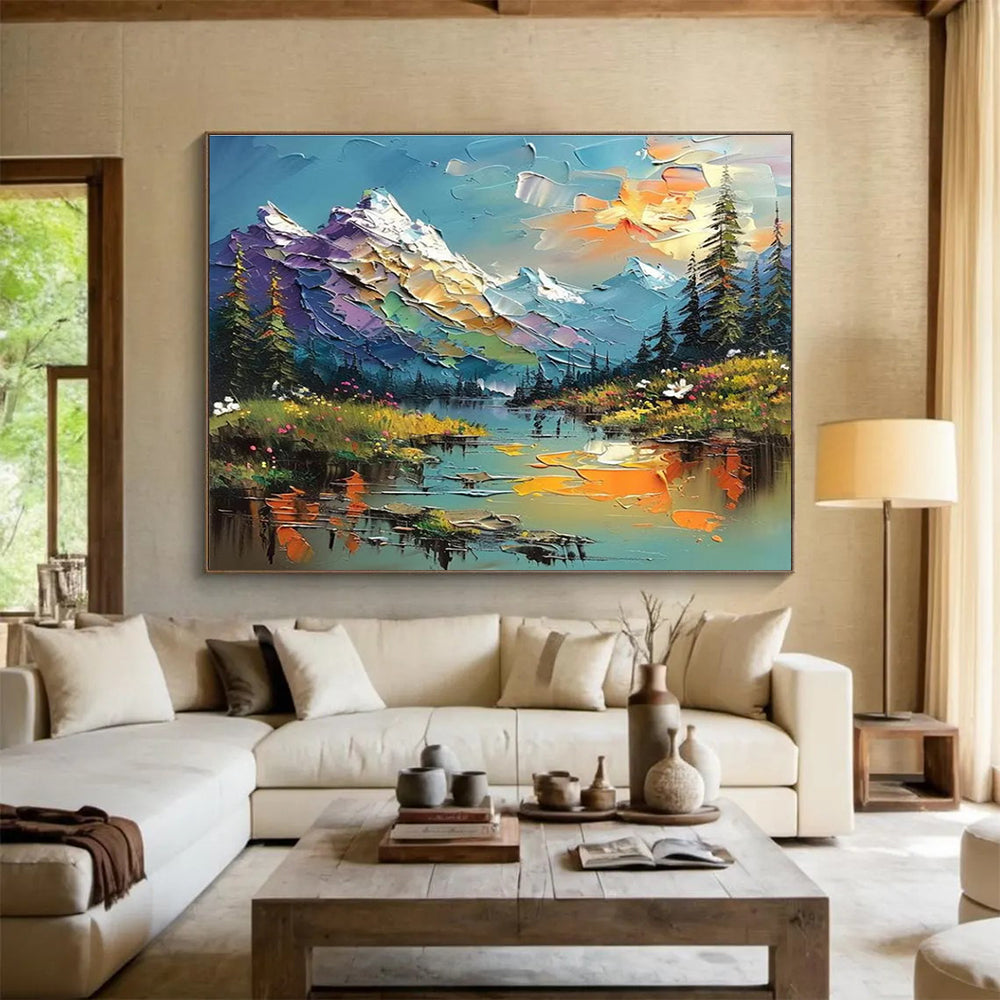 “Colorful Mountain Landscape” - Impasto Scenery Painting On Canvas DKH826