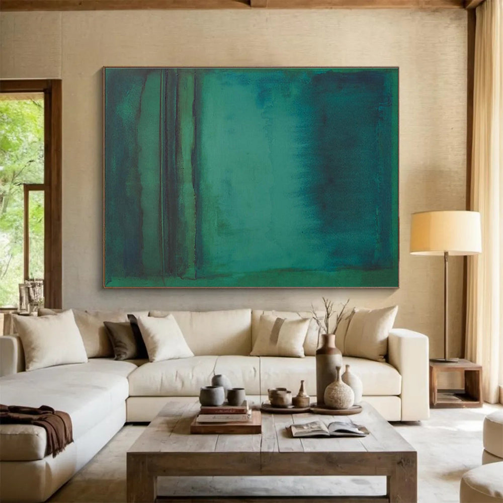 Teal - Green Abstract Layers - Abstract Color Field Painting On Canvas DKH615