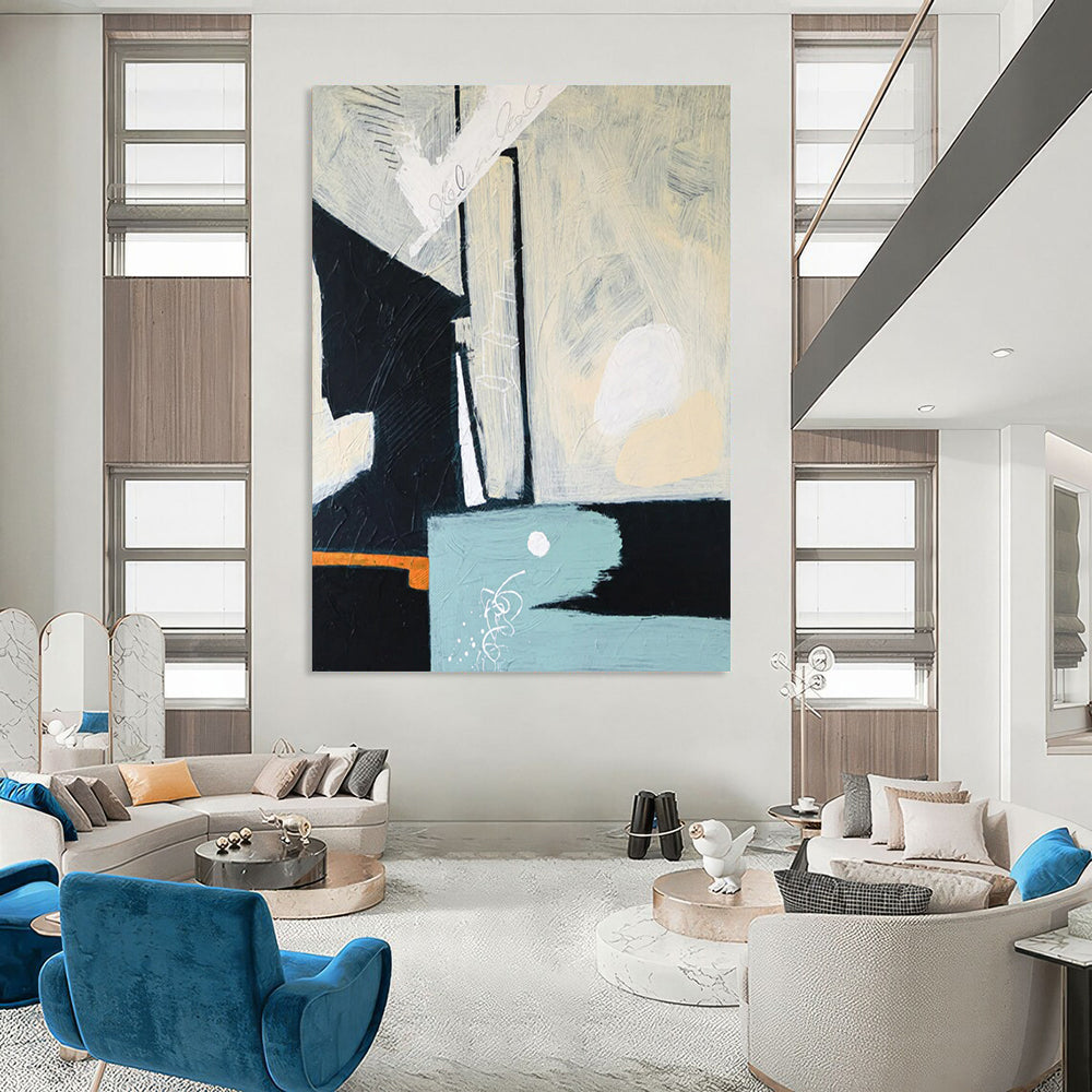 Neutral Tones Abstract - Blacks, Whites, and Subtle Pops Painting On Canvas CT2378