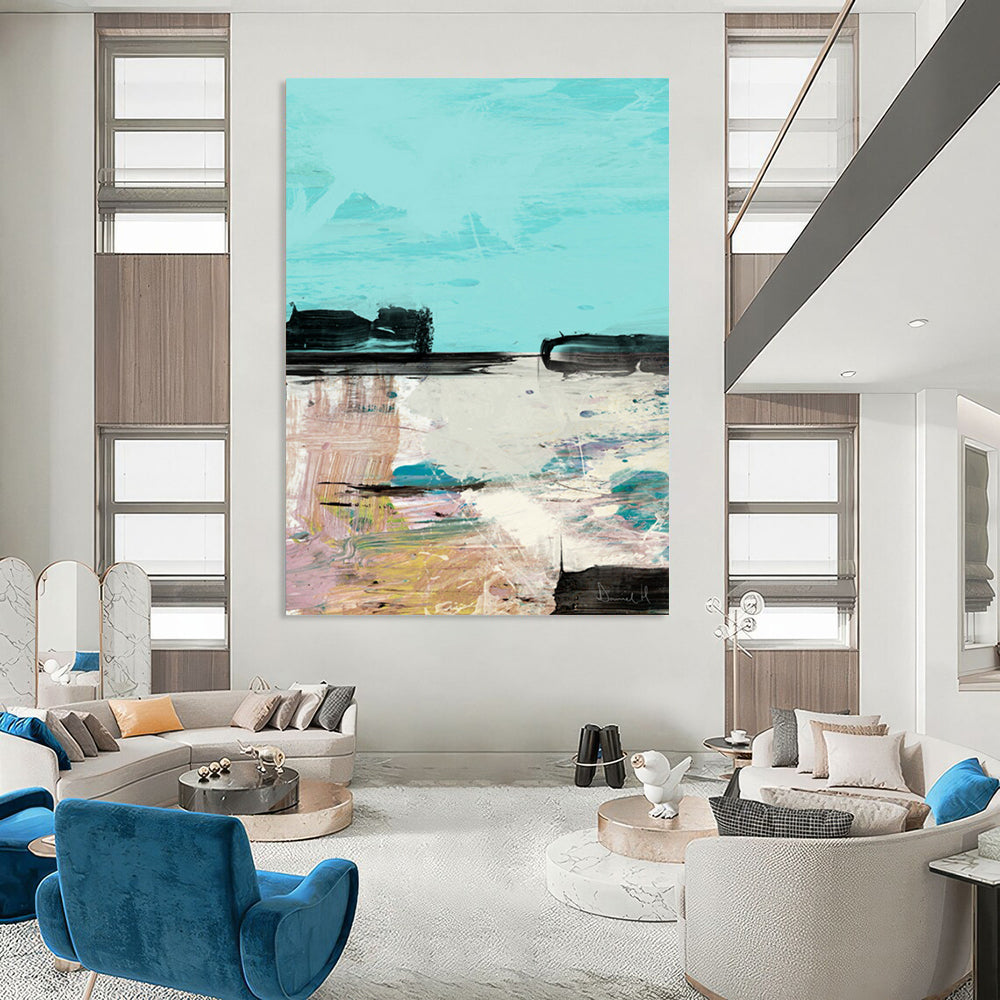 “Pastel Coastal Abstract” - Soft - Colored Coastal Abstract Painting On Canvas DTP197