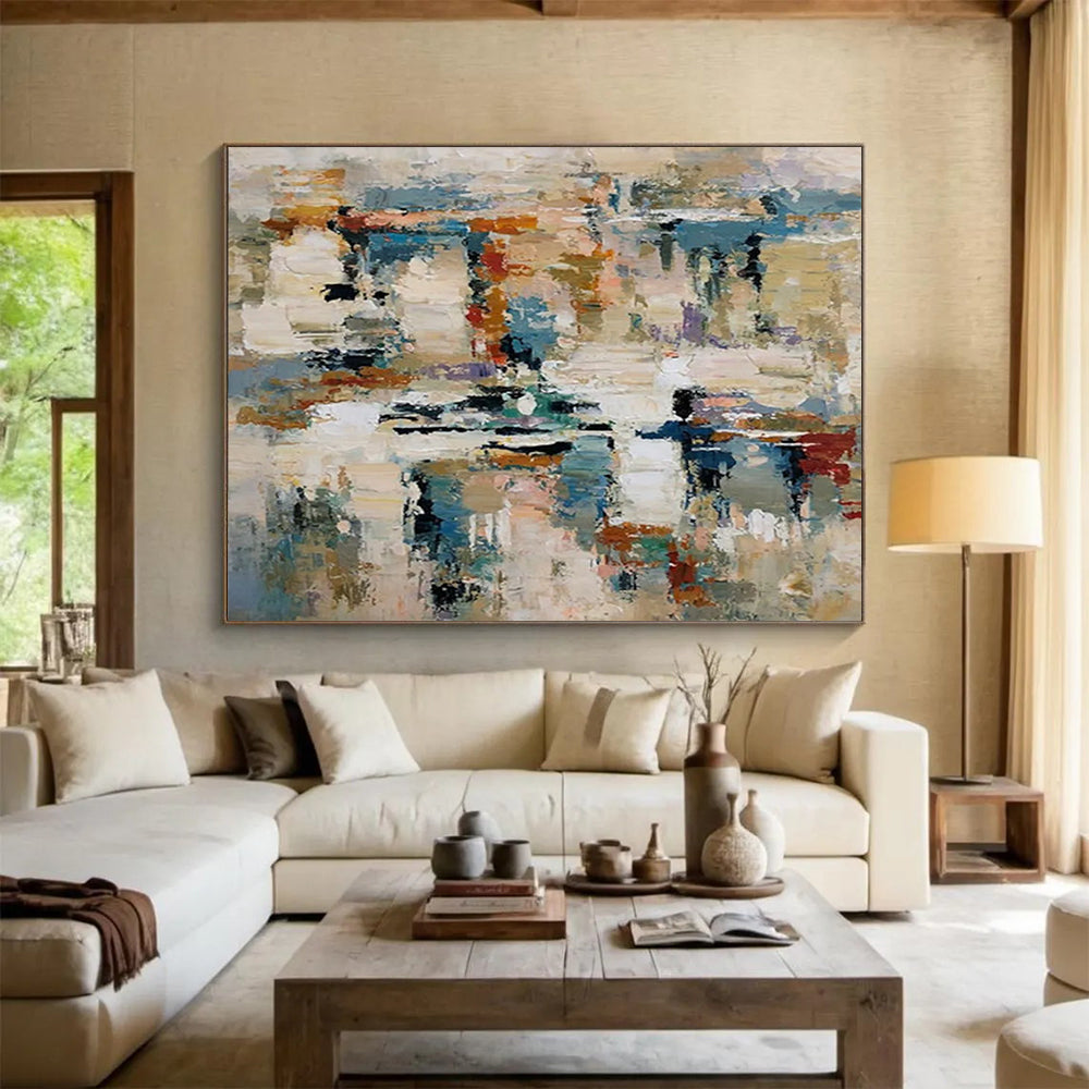 “Color - Blended, Abstract Scene ‘Harmonious Chaos’” - Abstract Impasto Painting On Canvas DLZ012