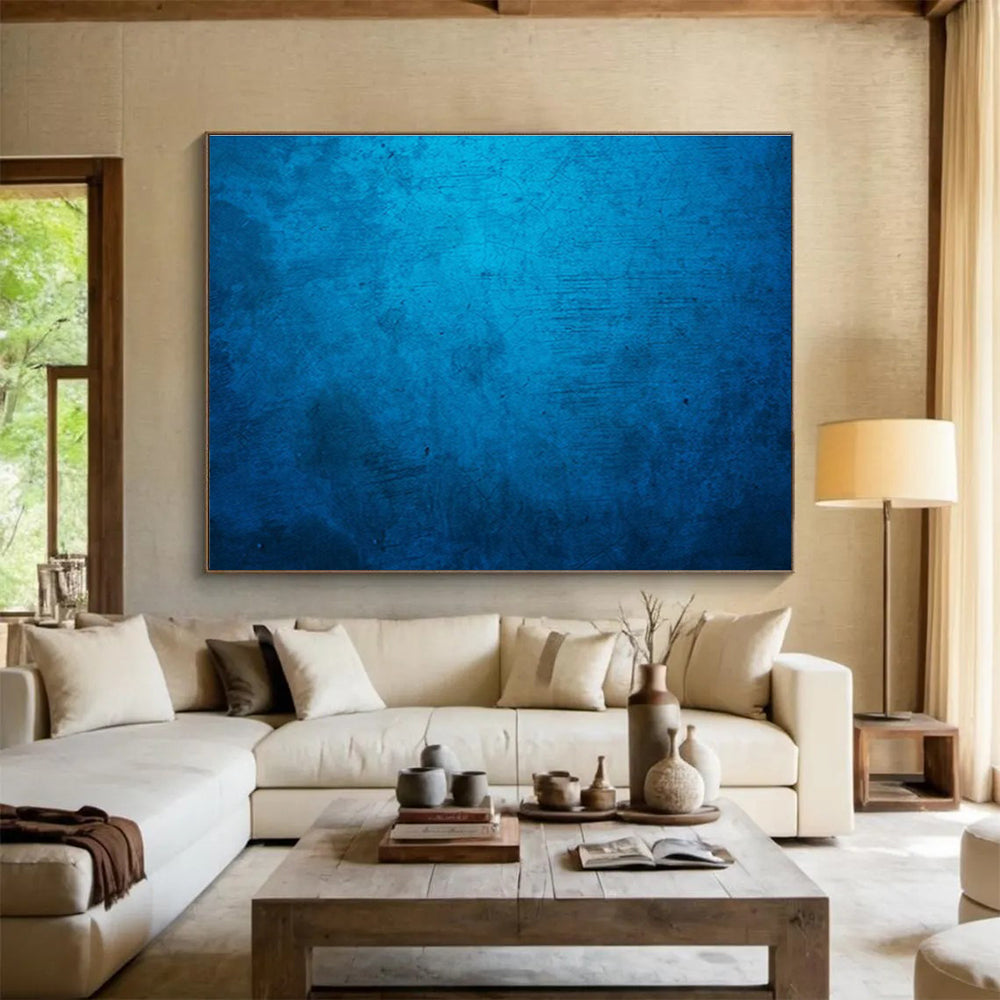 Textured Blue Surface - Abstract Impasto Painting On Canvas DKH616