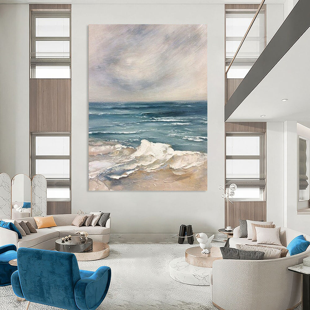 “Serene Seaside View” - Impressionist Landscape Painting On Canvas DTP048
