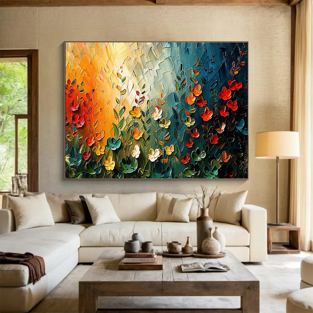 Colorful Floral Field Painting On Canvas DKH687