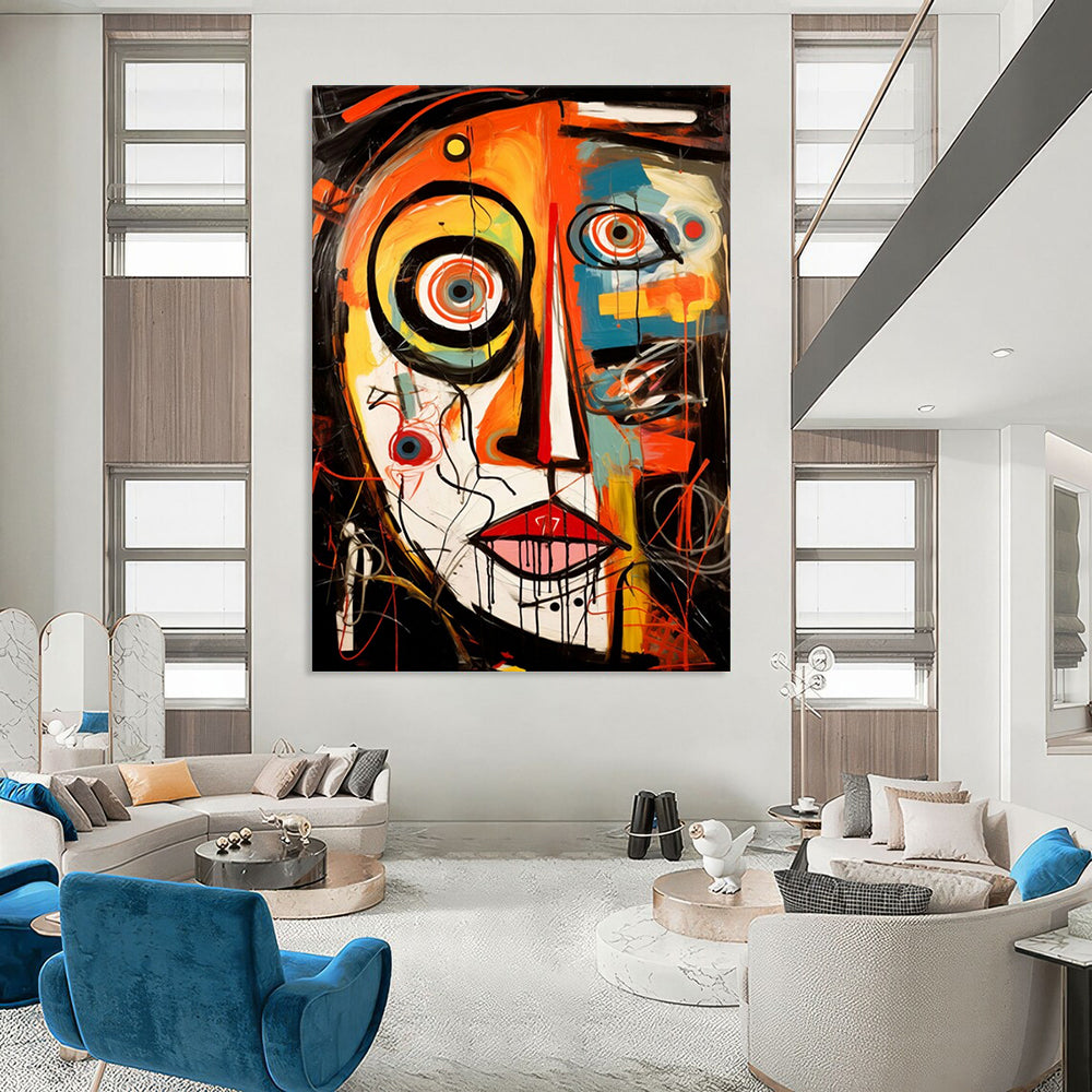 “Abstract Expressionist Face” - Colorful Chaotic Portrait Painting On Canvas CT2211