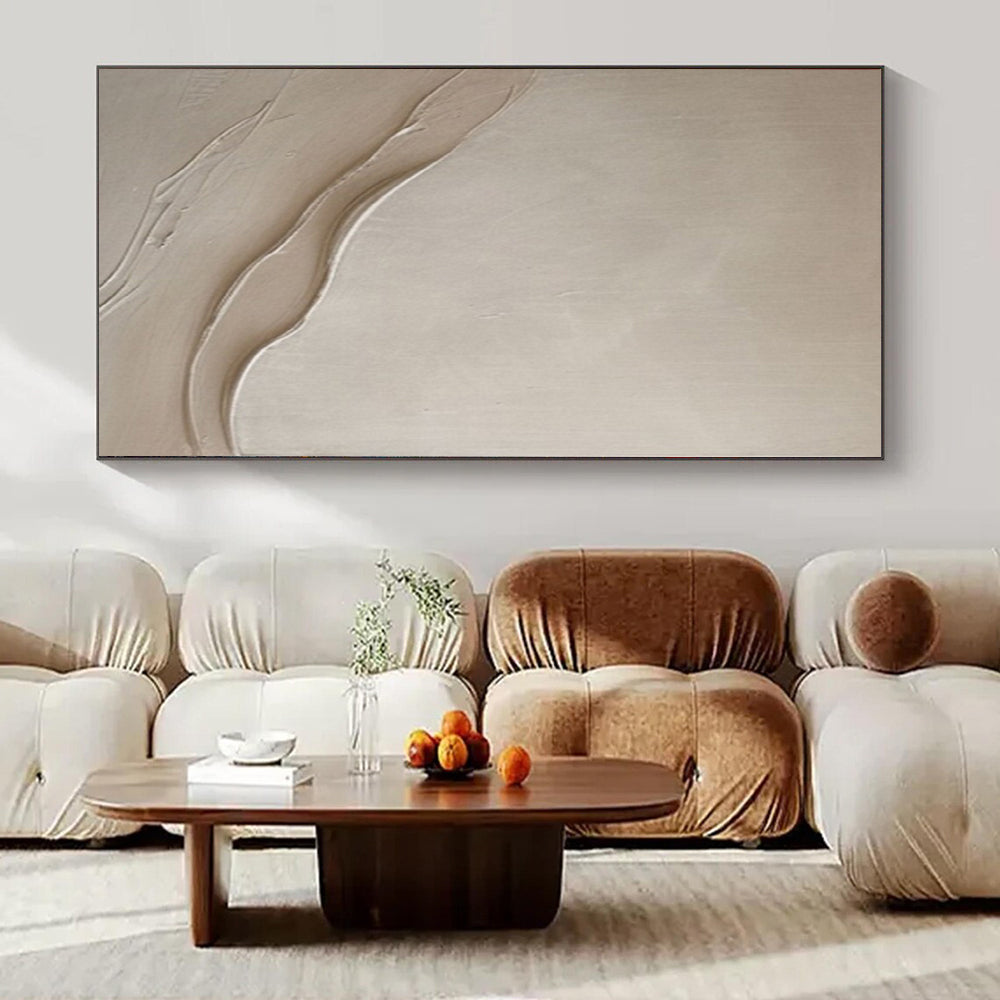 “Subtle Beige Textured Waves” – Minimalist Textured Painting CT1068
