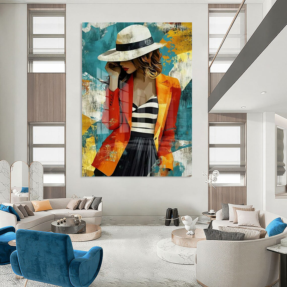 “Stylish Bohemian Lady” - Colorful Fashionable Lady Painting On Canvas CT2191