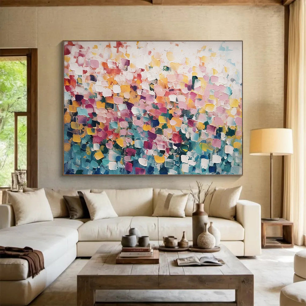 “Vibrant Dot Fusion” Abstract Pointillism Painting On Canvas DLZ162
