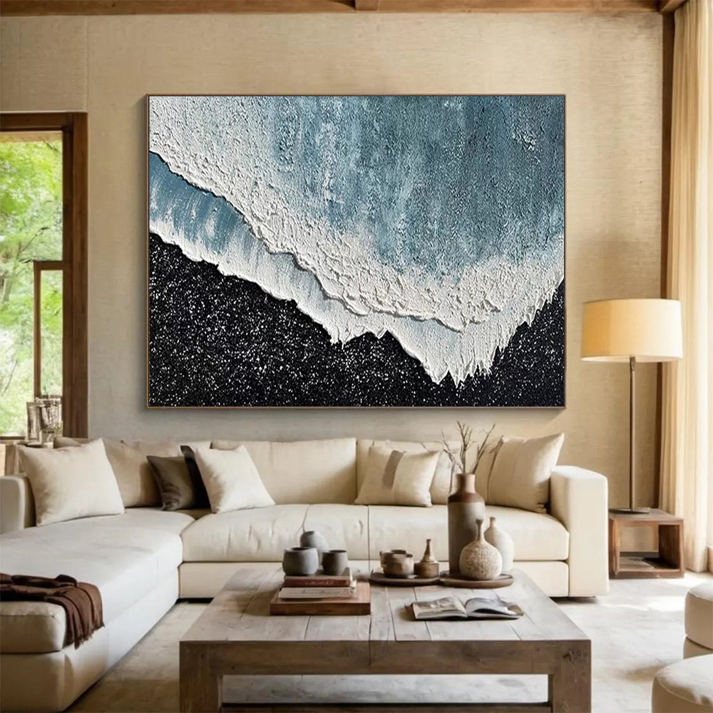 Textured Ocean Wave - Impasto Seascape Painting On Canvas DLZ207