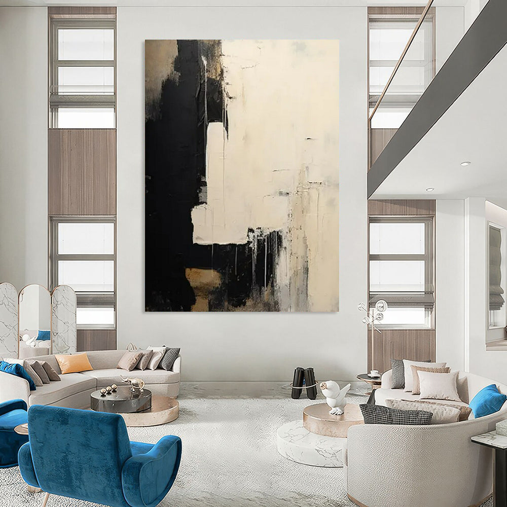 “Black & White Textured Abstract” - Abstract Painting On Canvas CT2362