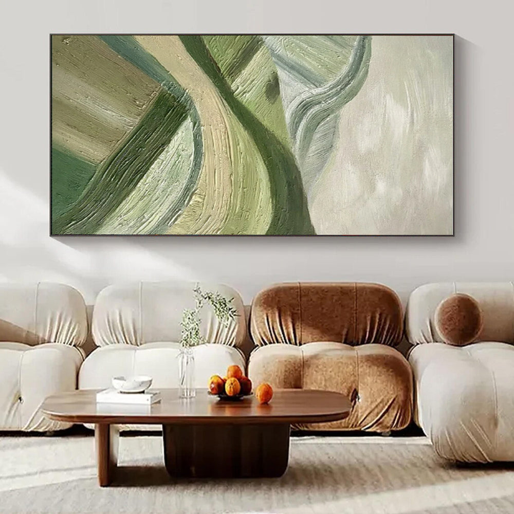 Green & Beige Rolling Hills - "Textured Landscapes" - Impasto Oil Painting CT1455