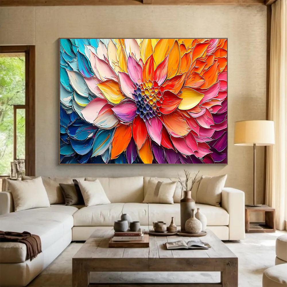 “Colorful Blossom - Vivid Multicolor Flower Painting On Canvas” DKH866