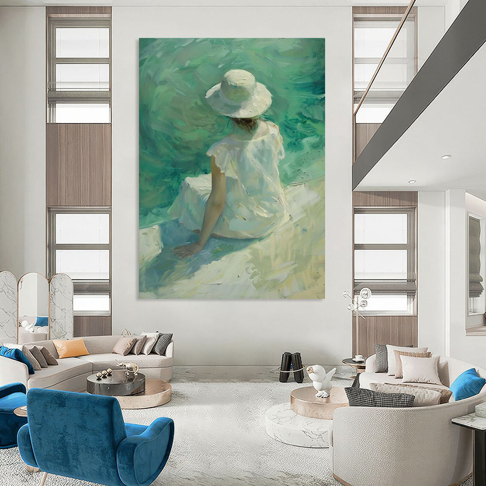 “Seaside Serenity” - Impressionist Figure Painting On Canvas DTP088