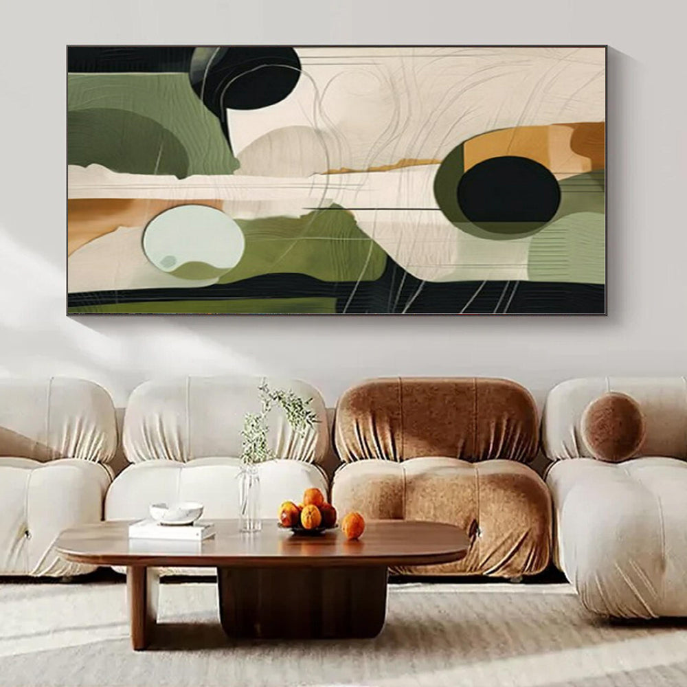 Green - Geometric Circles & Lines - Abstract Bauhaus - Style Acrylic CT1276