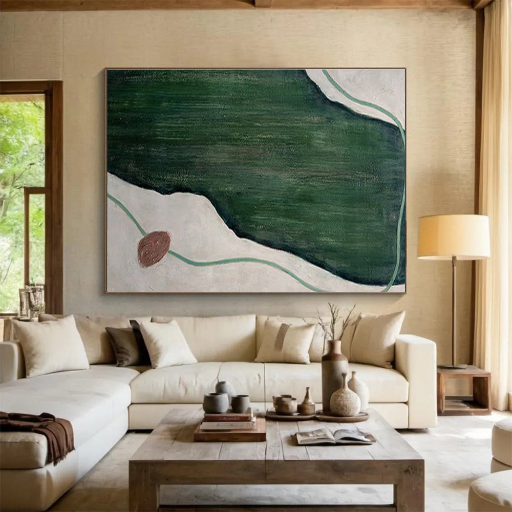 Green - White Abstract Terrain - Abstract Landscape Painting On Canvas DKH610