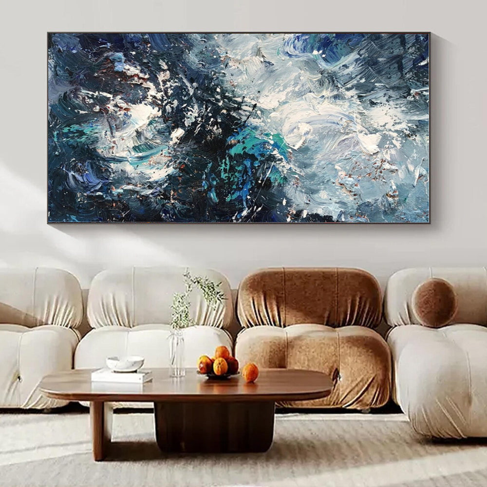 Dynamic Blue & White Textured Seascape - Impasto Seascape Acrylic On Canvas CT1351