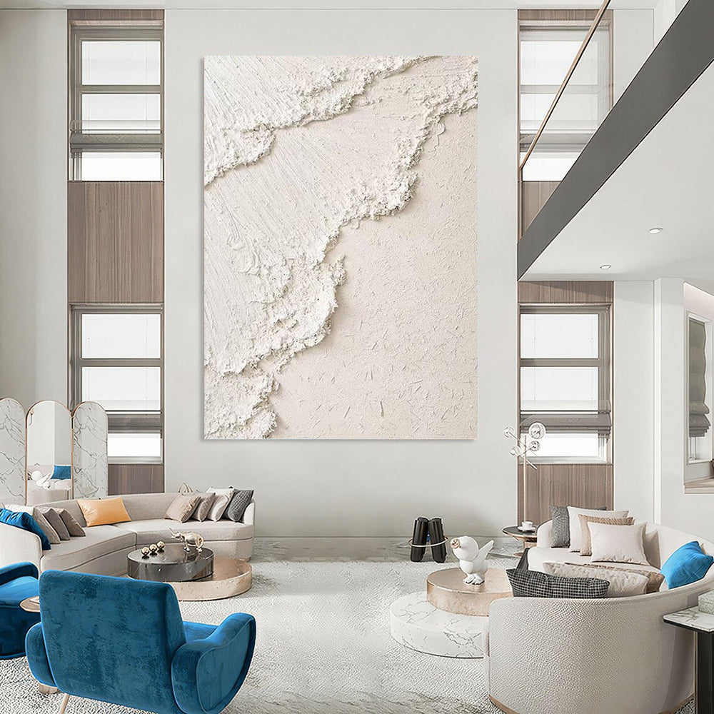 Minimalist White Textured Abstract - Abstract Painting On Canvas DKH1492