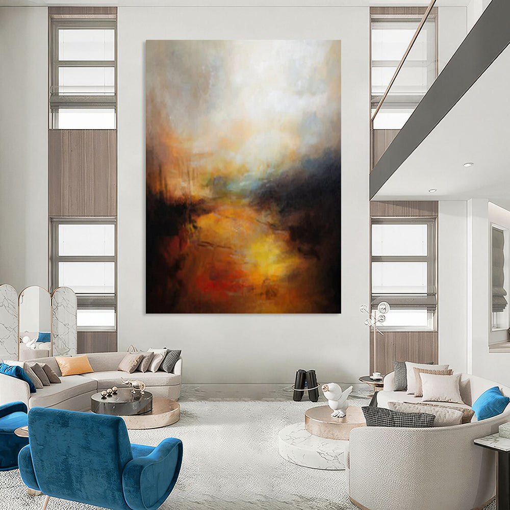 “Warm - Toned Abstract Landscape” - Abstract Painting On Canvas CT2333