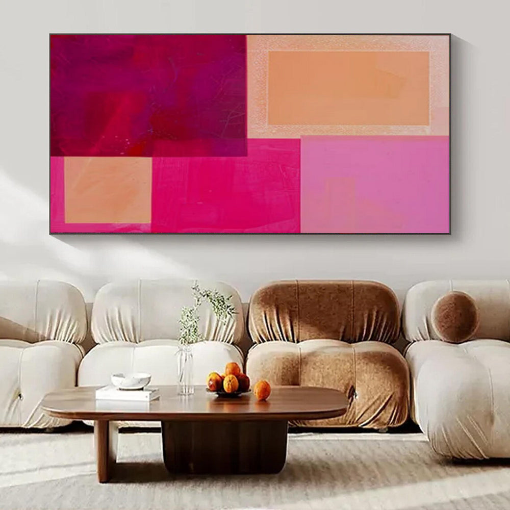 Pink, Purple & Orange Textured Rectangles - "Colorful Layers" - Abstract Textured Painting CT1480
