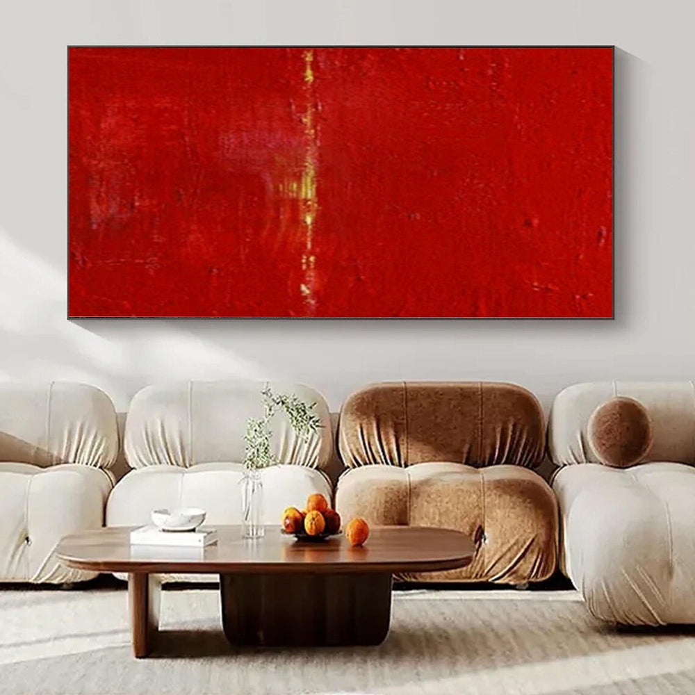 “Vibrant Red Abstract Field” – Minimalist Color - Field Painting CT1089