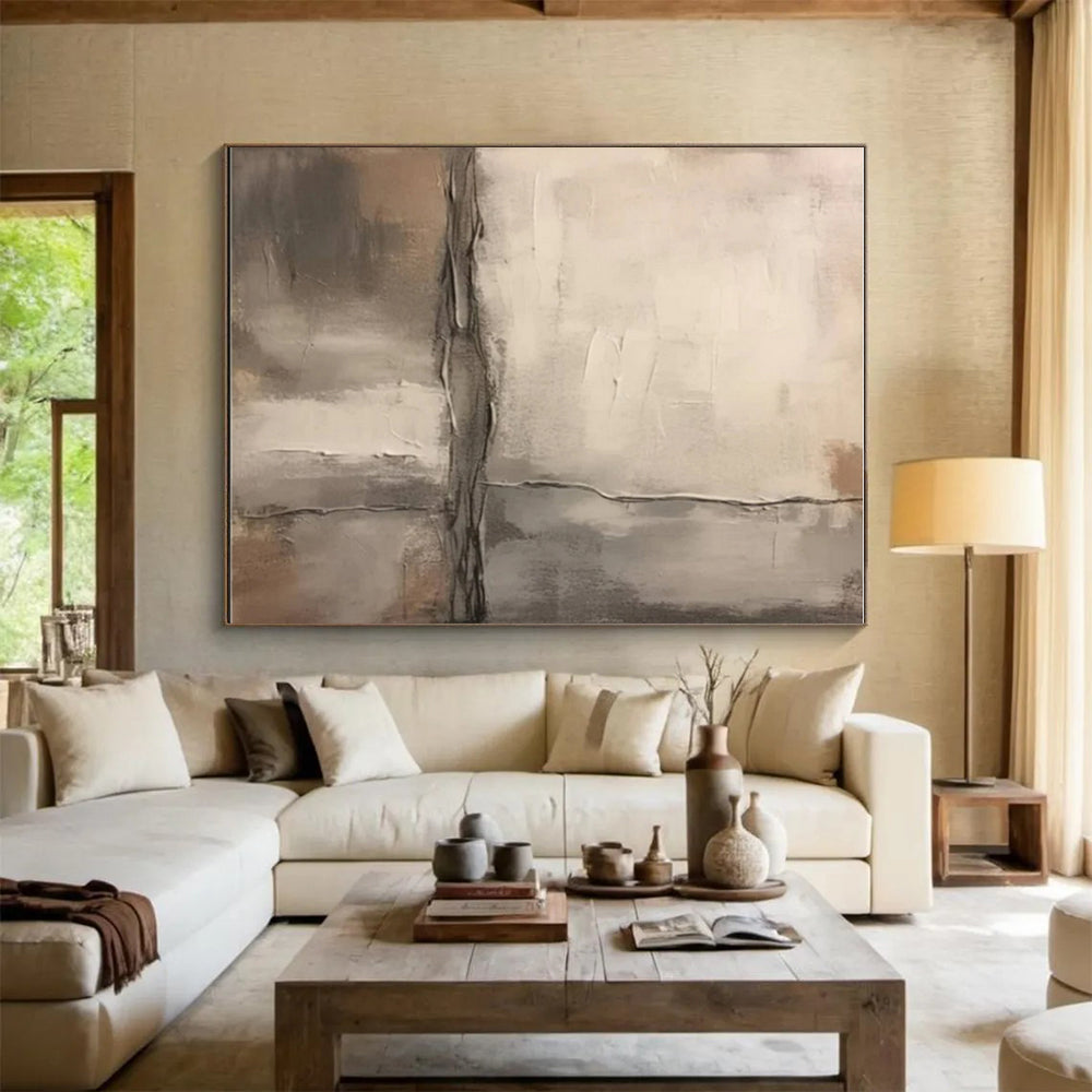 Beige - Gray Textured Blocks, "Subtle Structure" - Abstract Textured Painting CT0711