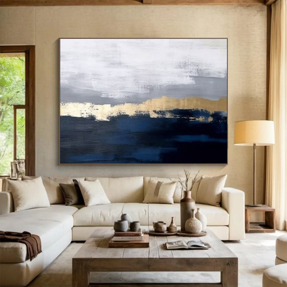 “Neutral Tones Abstract Horizon” - Minimalist Landscape Painting On Canvas DKH784