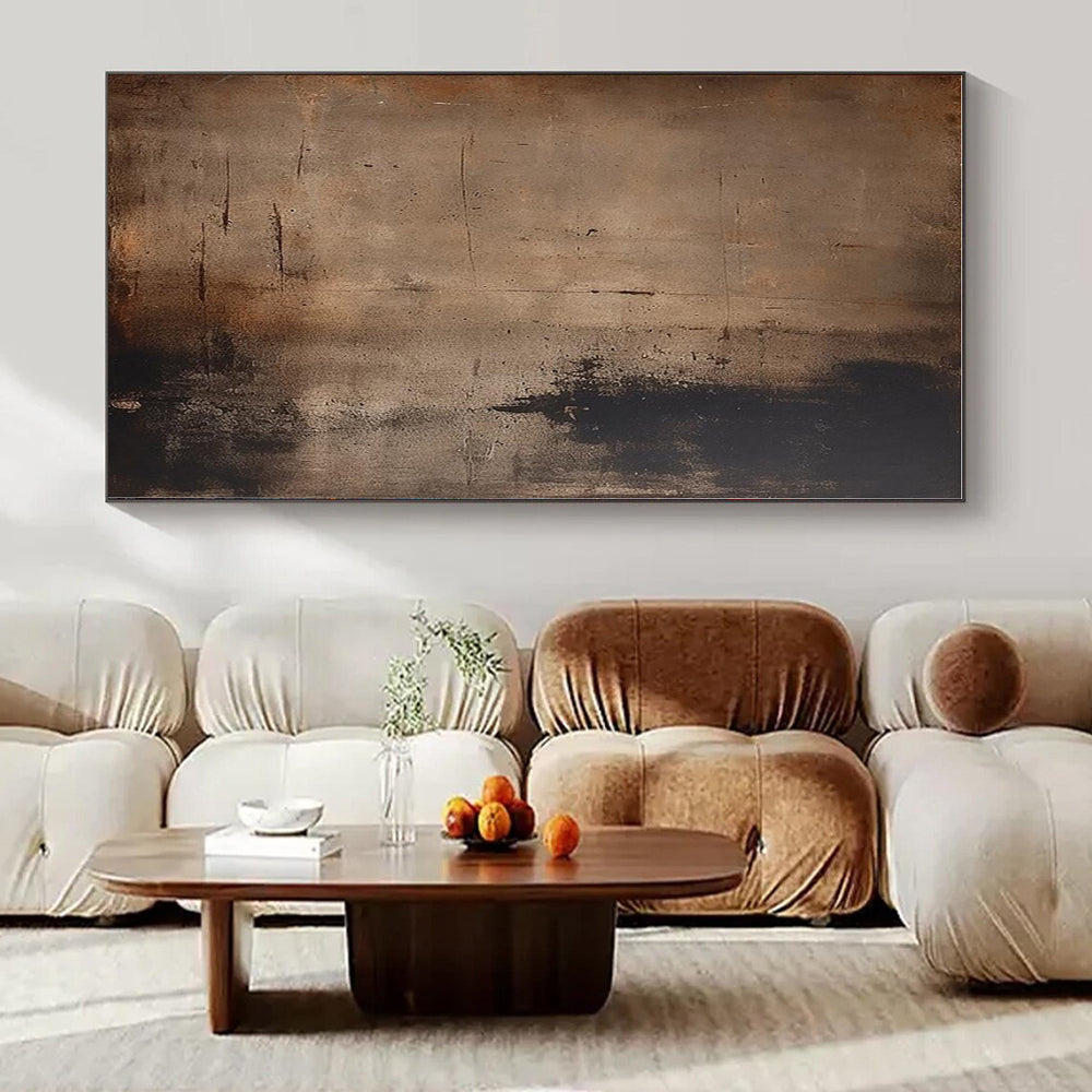 Dark Brown Textured Abstract - Subtle Textured Acrylic Painting CT1361