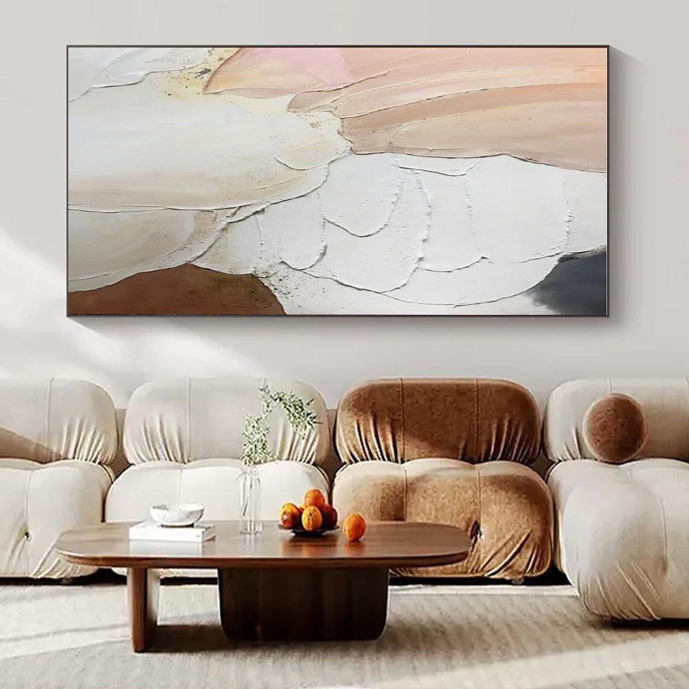 Soft Pinks, Whites & Browns, Textured Layers - "Blush Blossoms" - Textured Acrylic Painting CT1437
