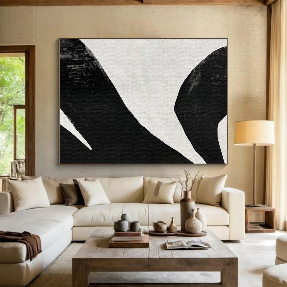 Black and White Minimalist “Bold Avian Silhouettes” Painting On Canvas DKH138