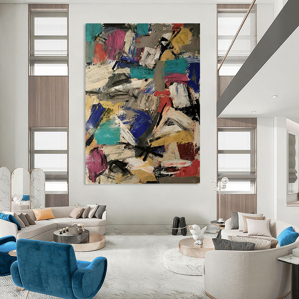 “Colorful Abstract Collision” - Vibrant Abstract Expressionist Painting DKH1039