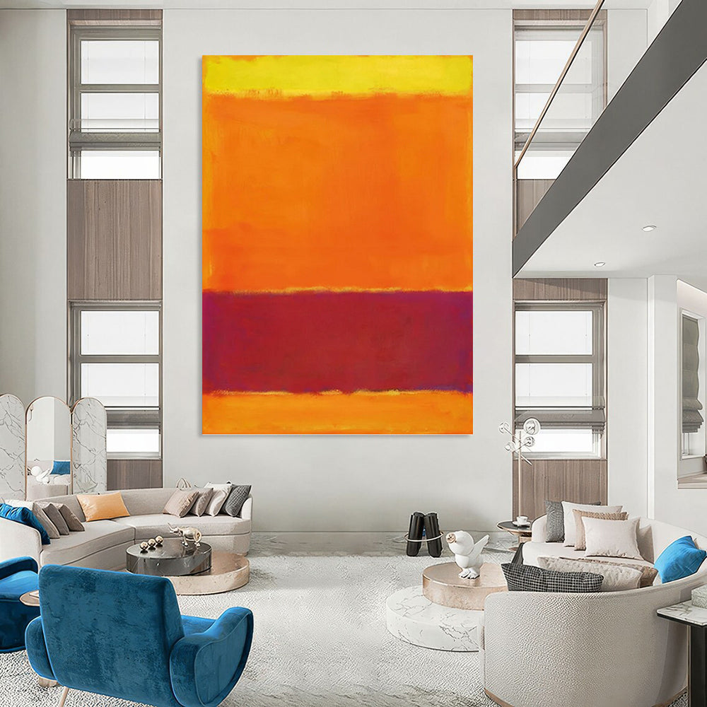 “Yellow, Orange & Purple Color Blocks” - Color Field Painting On Canvas DKH1607