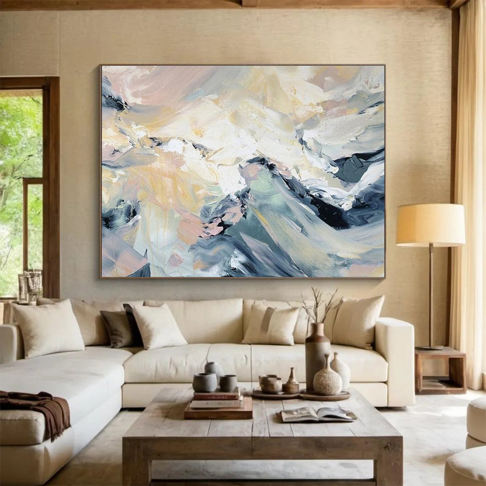 “Colorful Abstract Peaks” Abstract Impasto Painting On Canvas DKH424