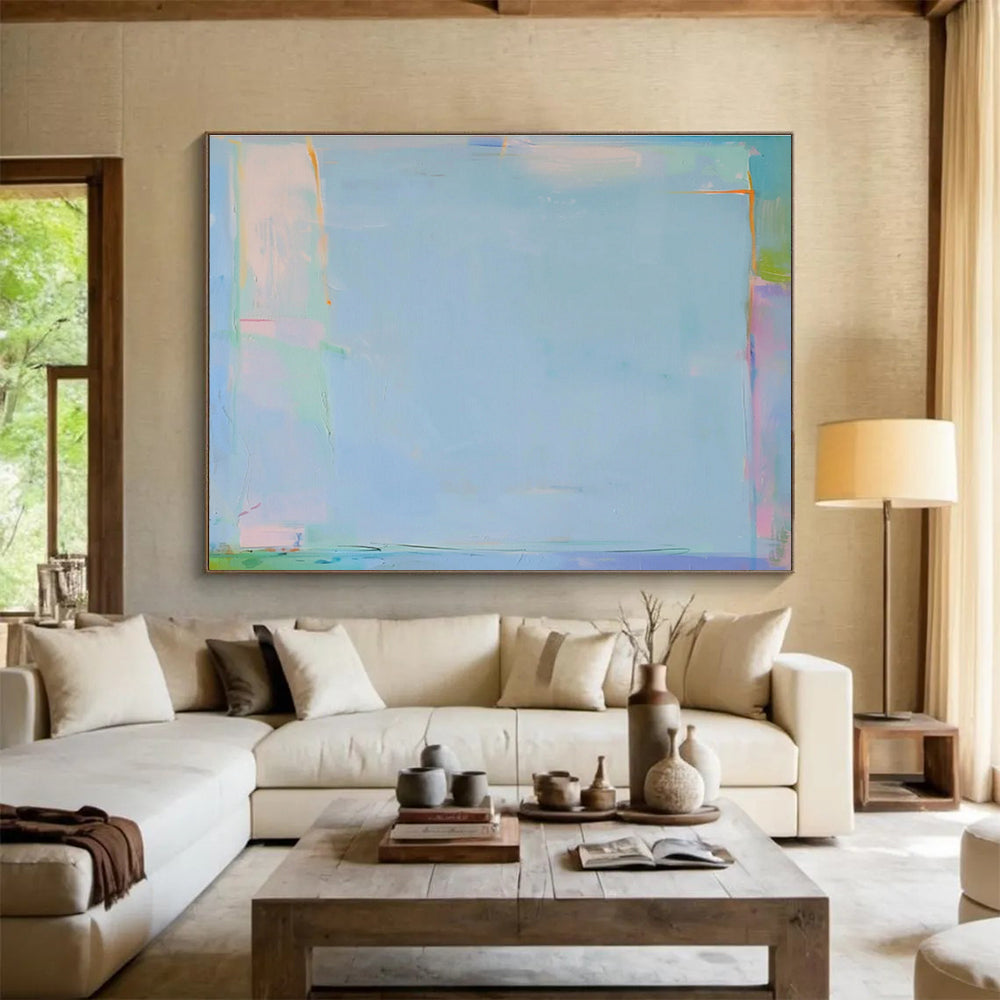 “Soft Blue Minimalism” Abstract Acrylic Painting On Canvas DKH492