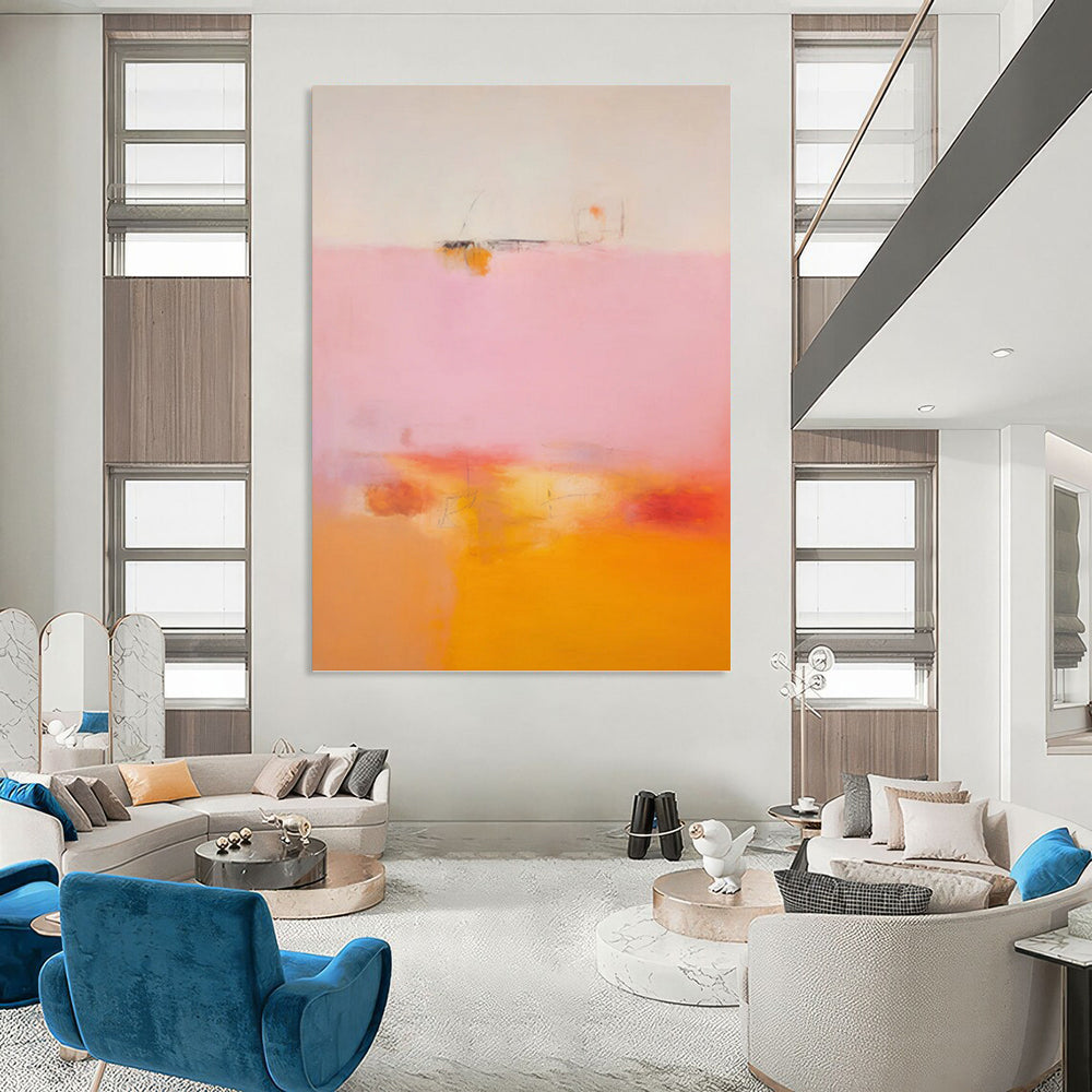 “Pink & Orange Subtle Abstract Field” Painting On Canvas DKH0992