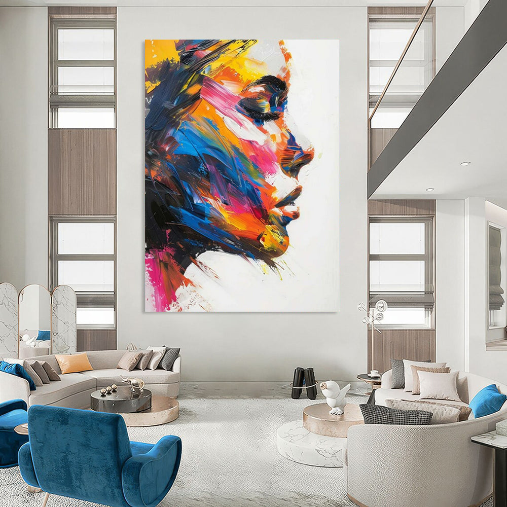 “Colorful Portrait 1” - Vivid Abstract Portrait Painting On Canvas CT2243