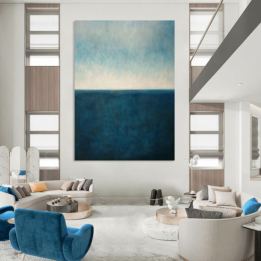 “Blue & White Minimalist Seascapes” - Landscape - Inspired Abstract Painting On Canvas CT2326