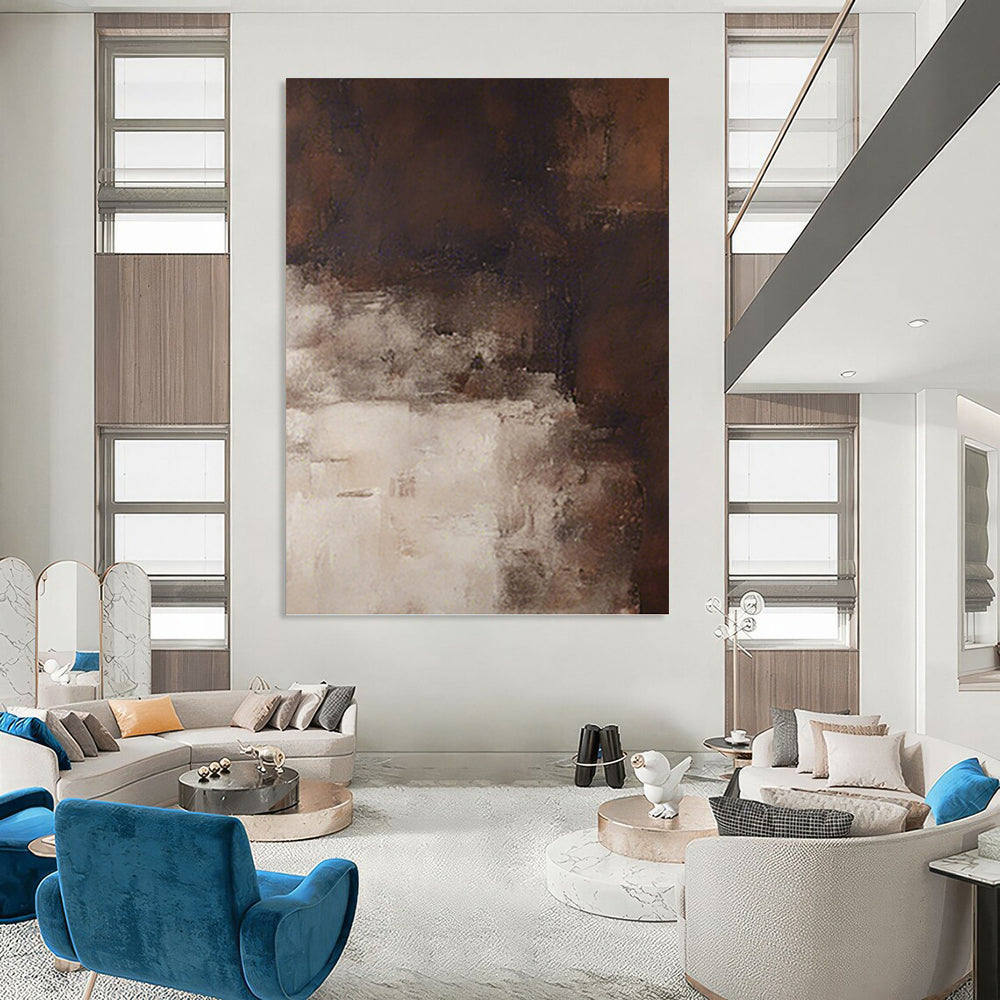 Muted Tonal Abstract in Browns and Whites - Abstract Painting On Canvas DKH1469