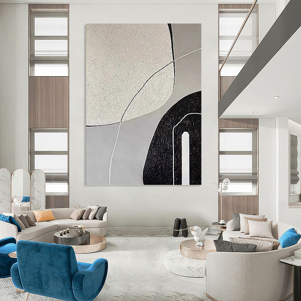 Gray Tones with Textured Shapes Painting On Canvas DKH1139