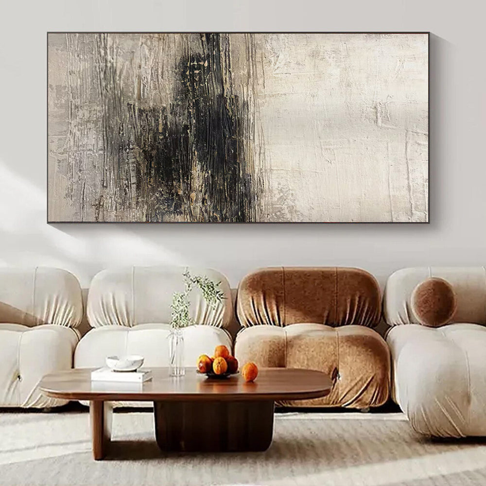 “Light Gray - Black Textured Horizons” – Abstract Textured Art CT0986