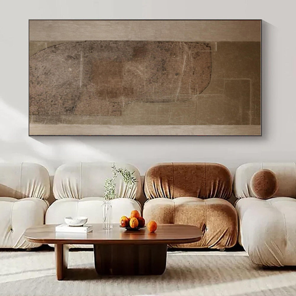 Vintage Map - Like Textures in Brown - Mixed - Media Abstract CT1286