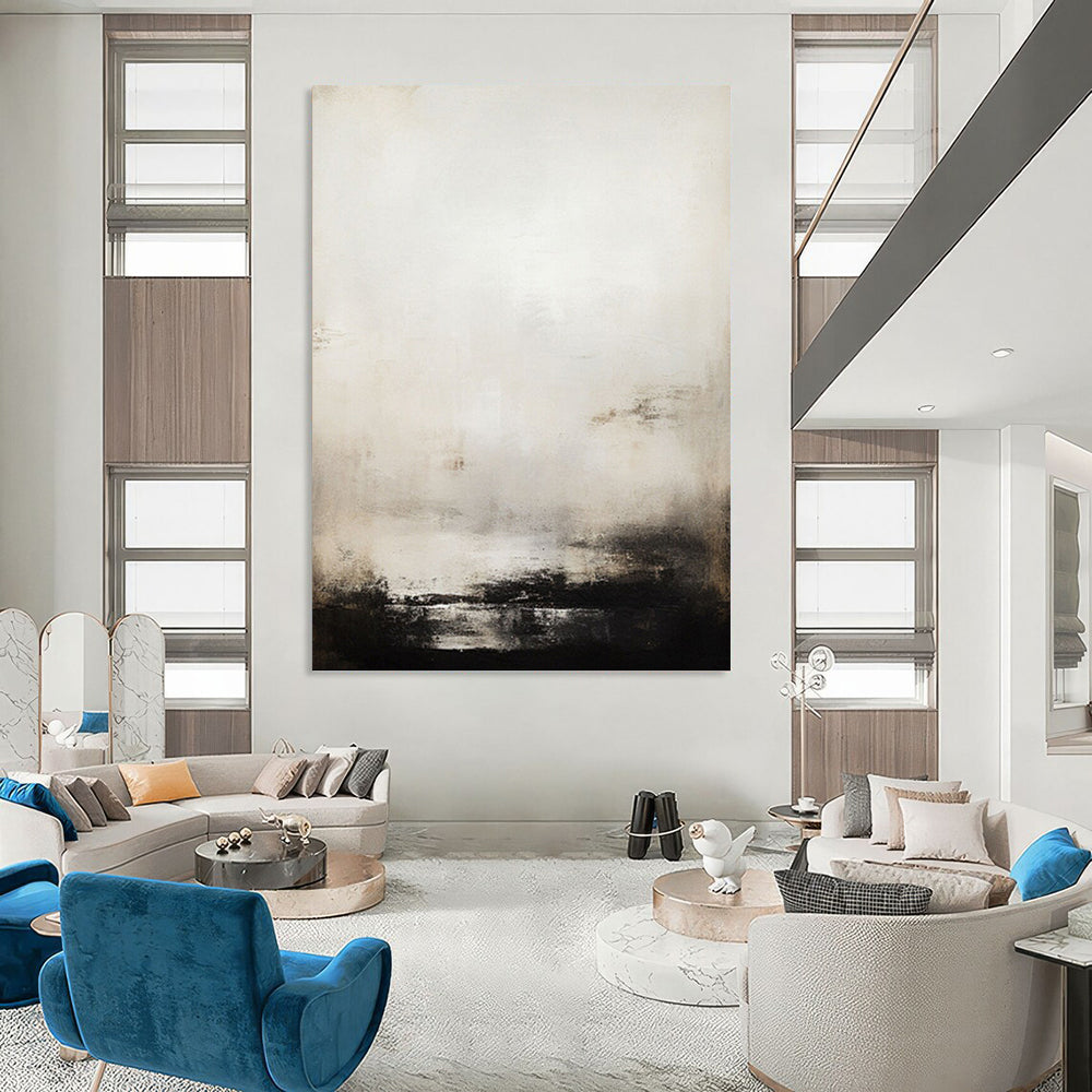 Monochromatic Gray and White Abstract - Abstract Painting On Canvas DKH1498