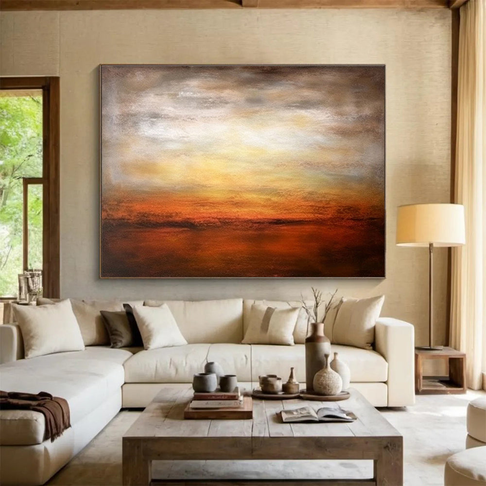 “Warm Sunset Gradient” Abstract Landscape Painting On Canvas DKH343