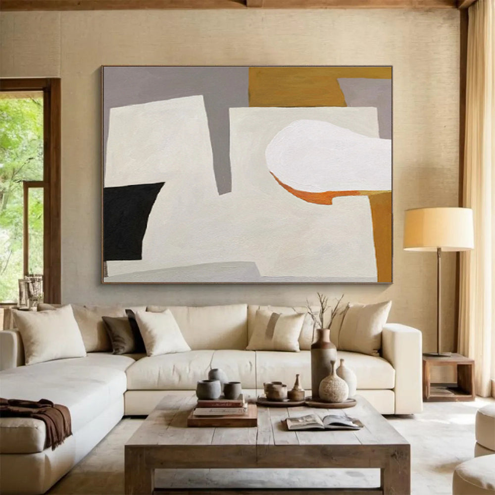 Cool Tones & Abstract Stairs in Blue, Gray, and White, Architectural Abstract Painting On Canvas DKH577