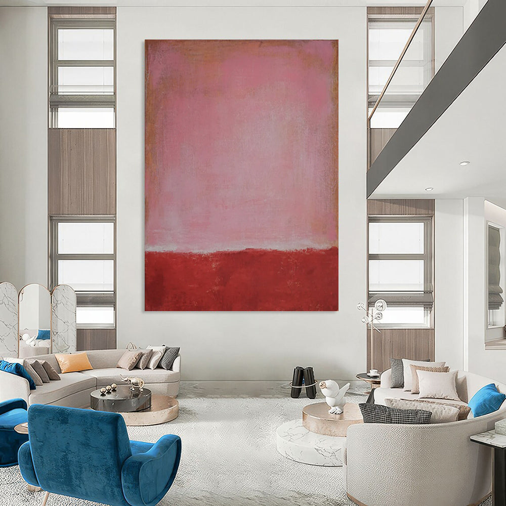 “Pink & Red Color Field” - Abstract Painting On Canvas CT2321