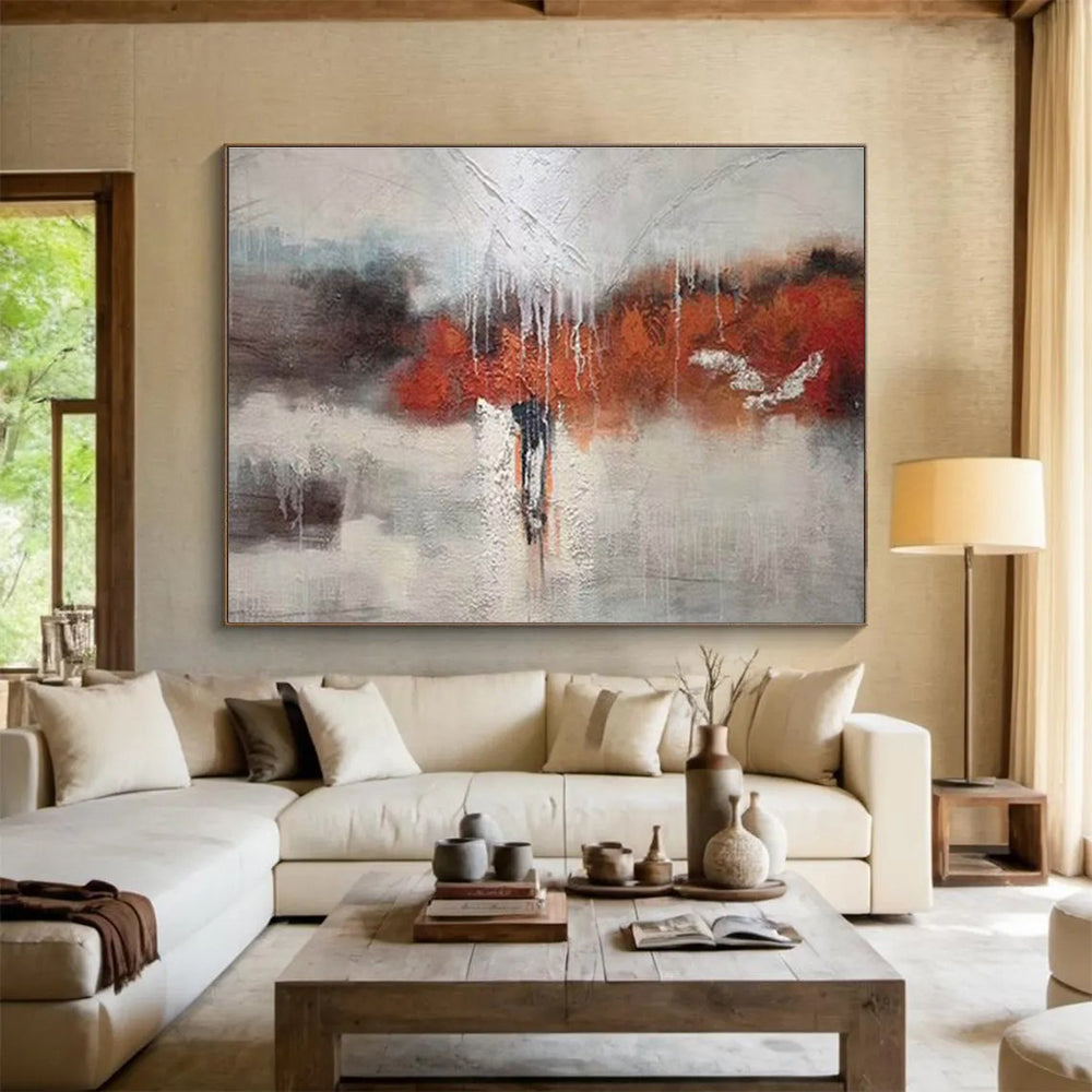 Abstract Landscape with Dripping Paint Painting On Canvas DKH299