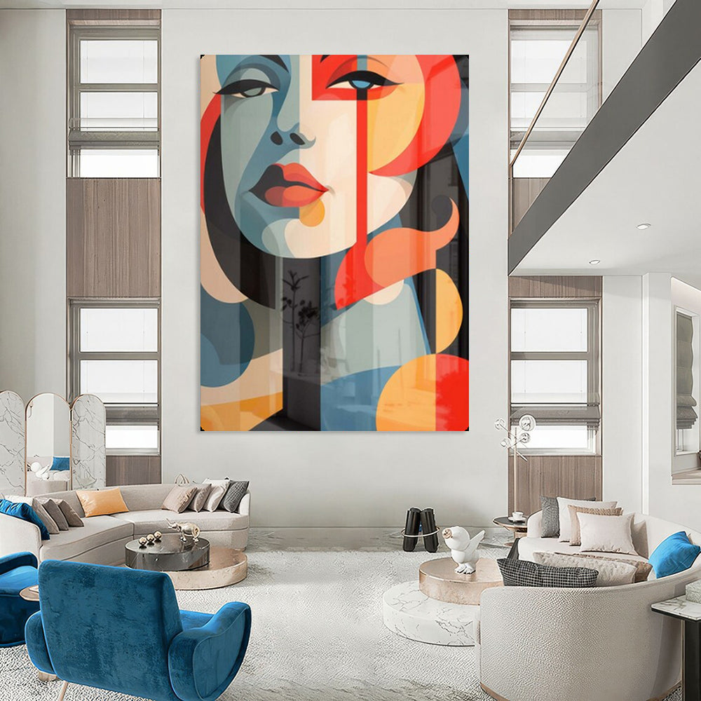 “Colorful Geometric Portrait” – Cubist - Inspired Digital Art On Canvas CT2172