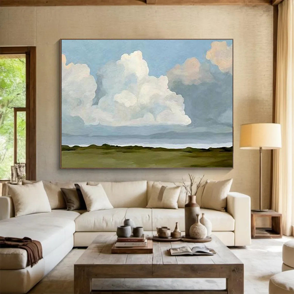 “Serene Cloudscape” Abstract Landscape Painting On Canvas DKH405